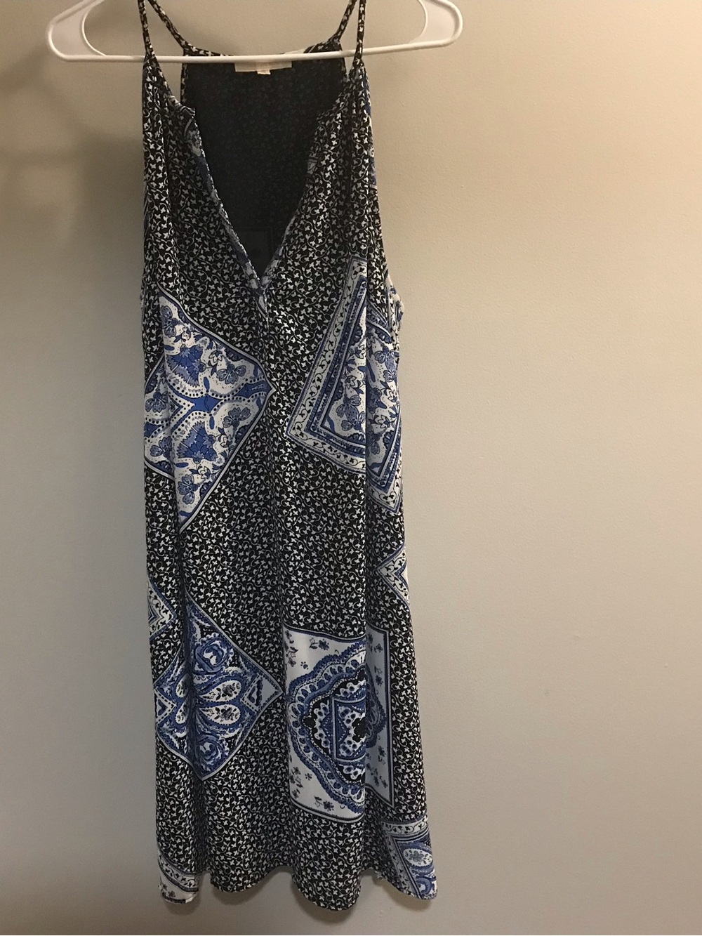 Skies Are Blue Navy and White Bandana-Print Midi Dress